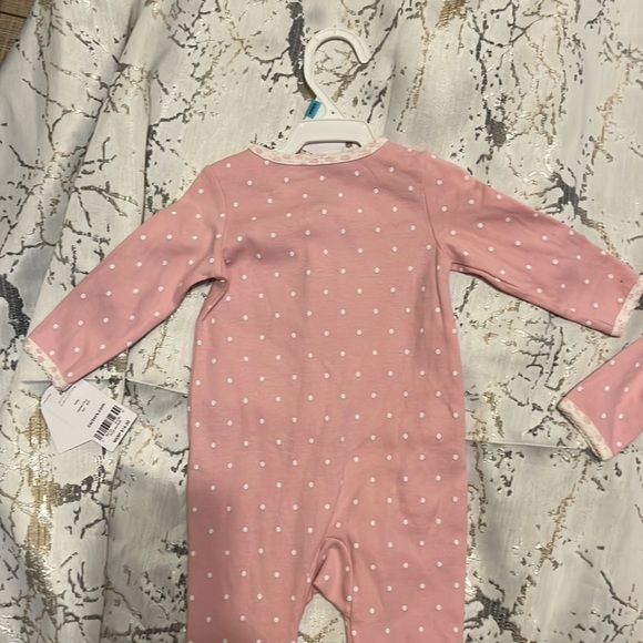 2 Carters pink and white heart long sleeve footie 2 way zip 100% cotton 6 m - Picture 4 of 8